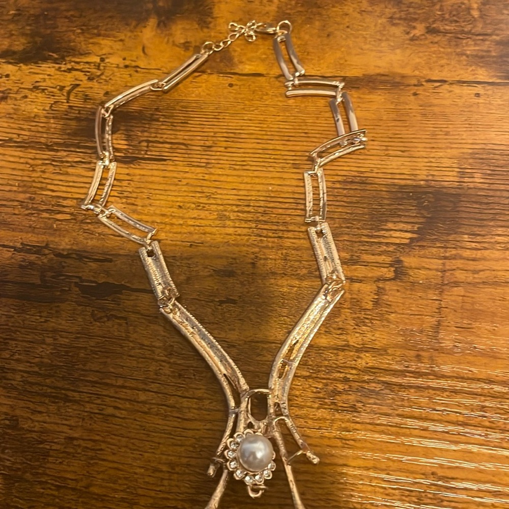 Pearl Jewelry Set For Women Pearl Rhinestone Crystal Necklace Earrings Bracelet